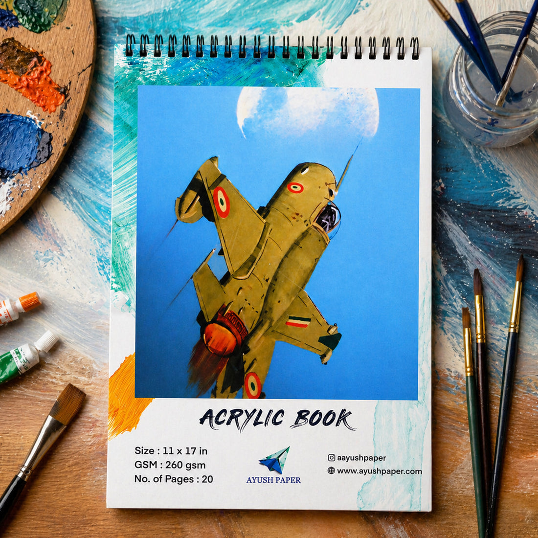 Ayush Paper Fighter Jet Design A3 Wiro Acrylic Book – 260 GSM, 20 Pages