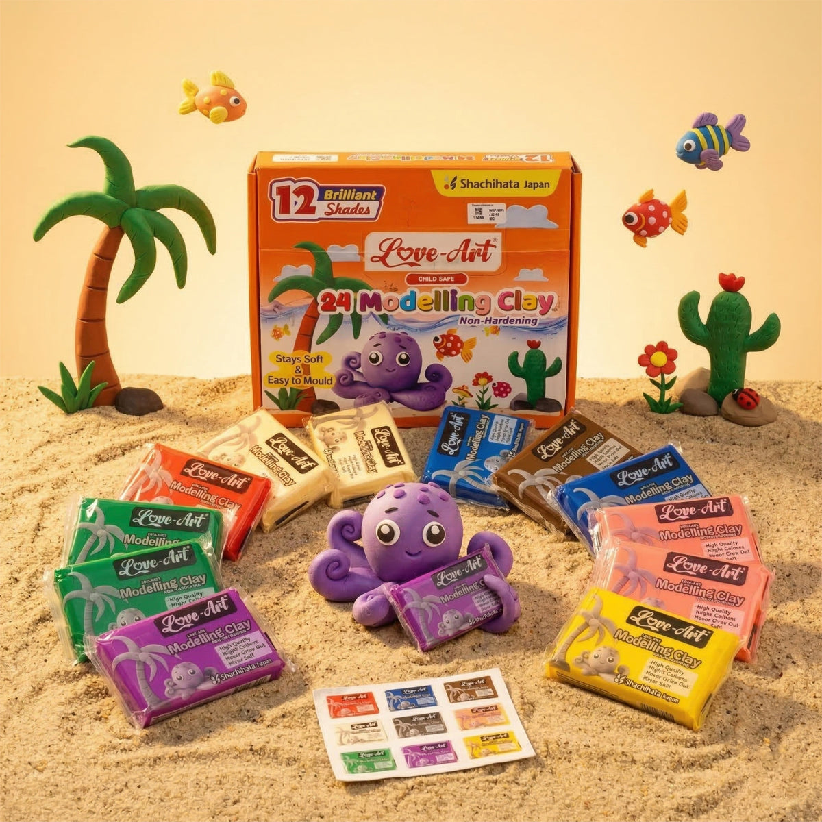 Artline Love-Art Child Safe 24 Modelling Clay - 12 Vibrant Shades Non-Hardening