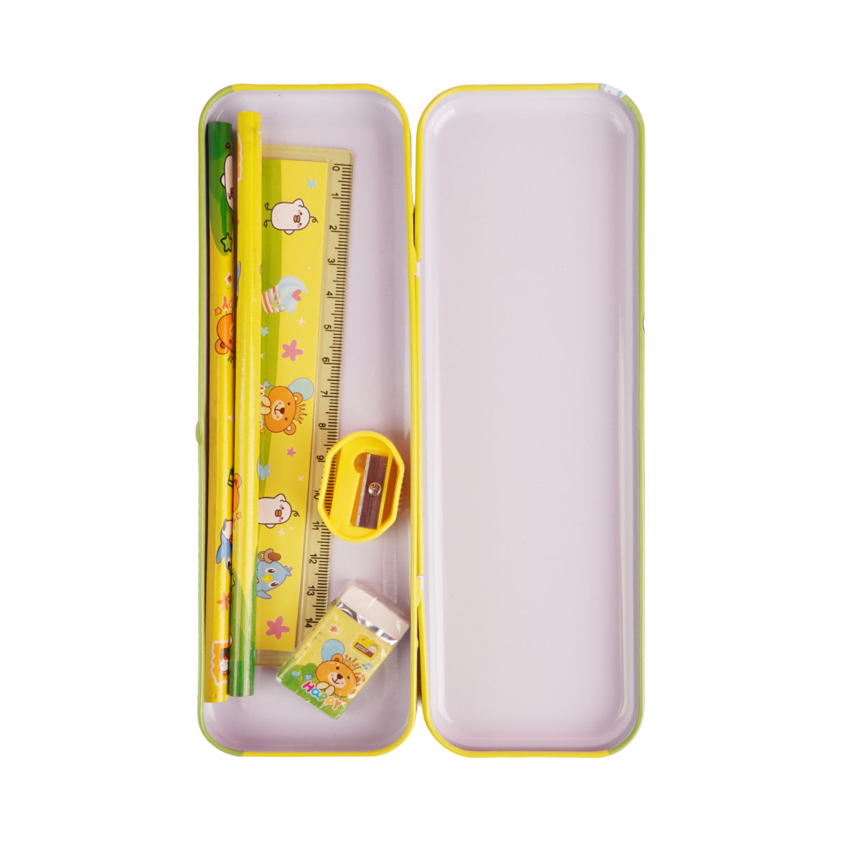 Arav Happy Kids Stationery Gift Set - Yellow & Green, Complete 6-Piece Kit