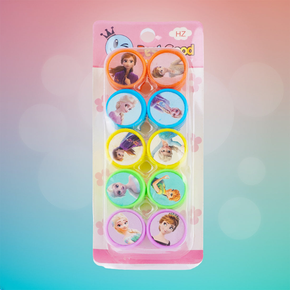 Arav Disney Frozen Inspired Cartoon Stamp Set for Kids – Pink Colour Pack (10 Pieces)