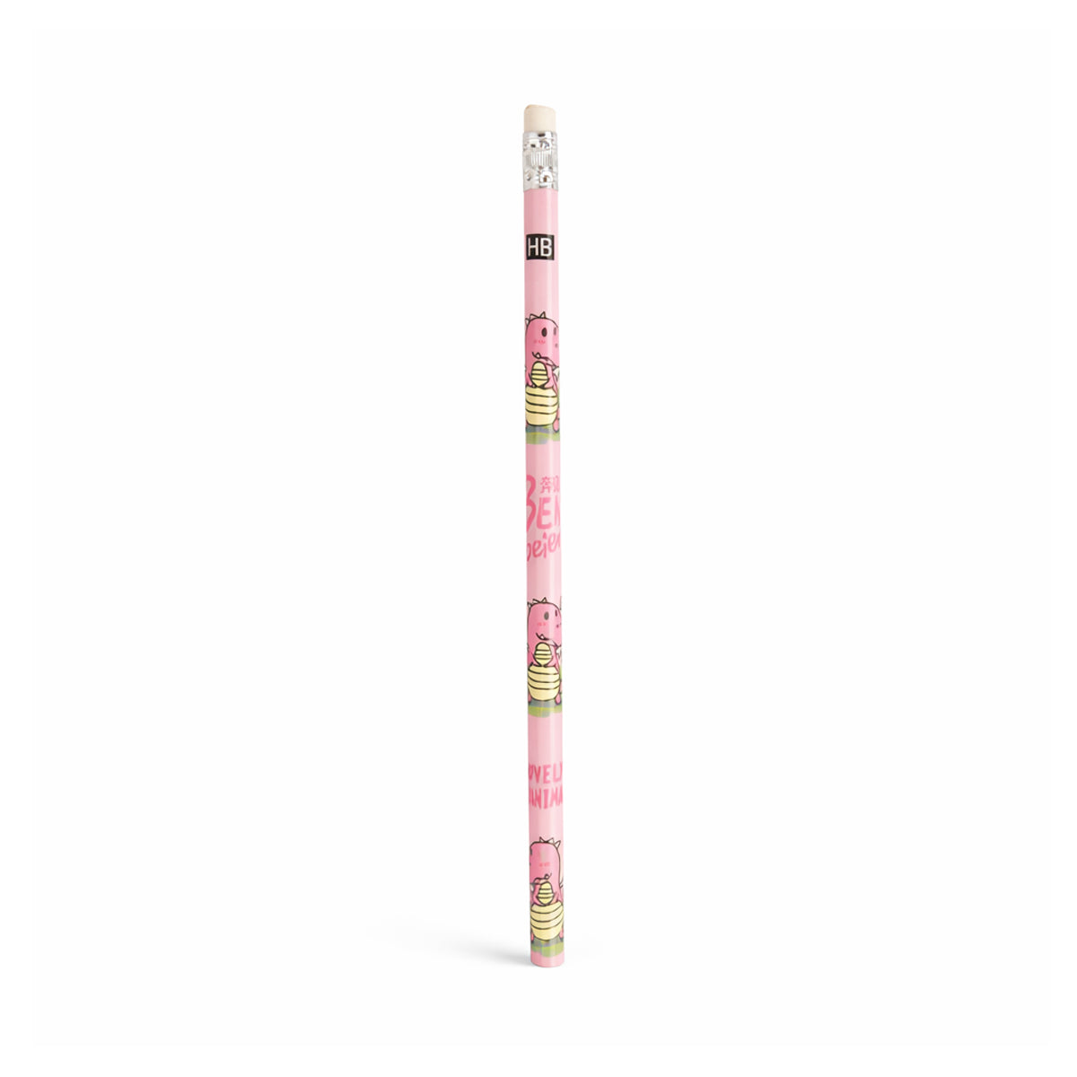 Arav Lovely Animals 12 HB Pencils - Pink Triangular with Eraser