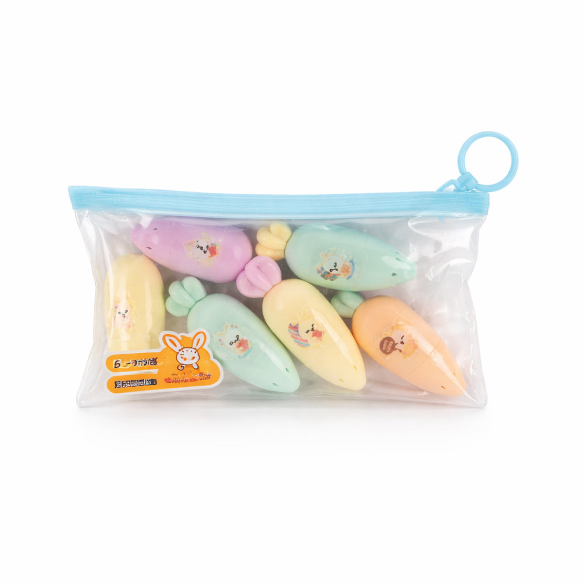 Arav Carrot-Shaped Highlighters - 6 Multicolour Set, Quick-Dry Chisel Tip