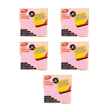 Arav JC Multi-Purpose Reusable Stick Notes - Neon 5 Pack, 3x3 Inch 100 Sheets Each