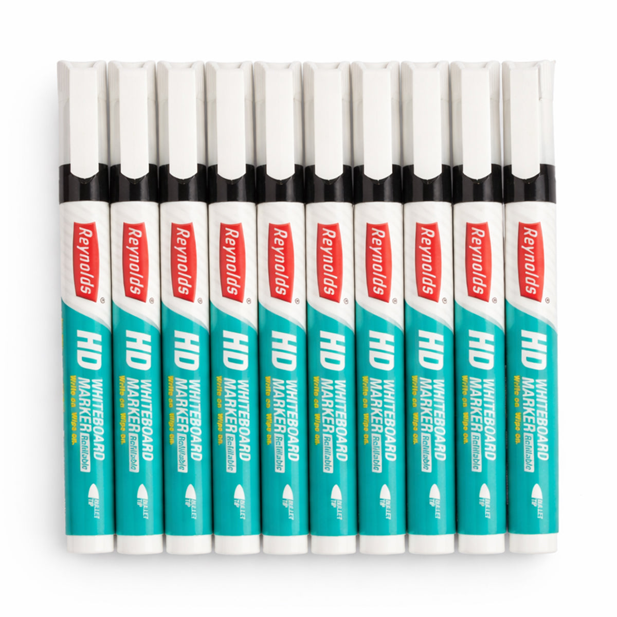 Reynolds HD Whiteboard Markers Black - 10 Piece Set, Medium Bullet Tip