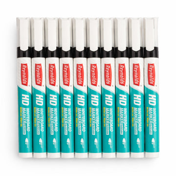 Reynolds HD Whiteboard Markers Black - 10 Piece Set, Medium Bullet Tip