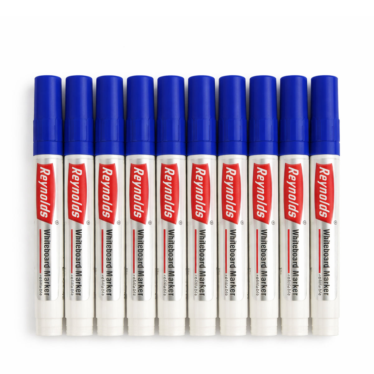Reynolds Whiteboard Marker Refillable Blue - 10 Piece Set, Medium Bullet Tip