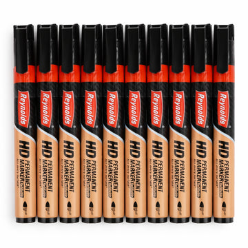 Reynolds HD Permanent Markers Red - 10 Piece Set, Bullet Tip Refillable
