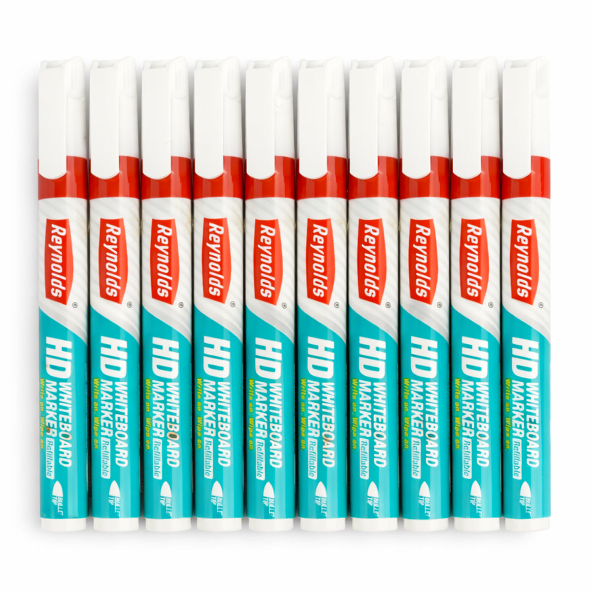 Reynolds HD Whiteboard Markers Red - 10 Piece Set, Medium Bullet Tip