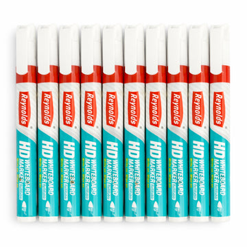 Reynolds HD Whiteboard Markers Red - 10 Piece Set, Medium Bullet Tip