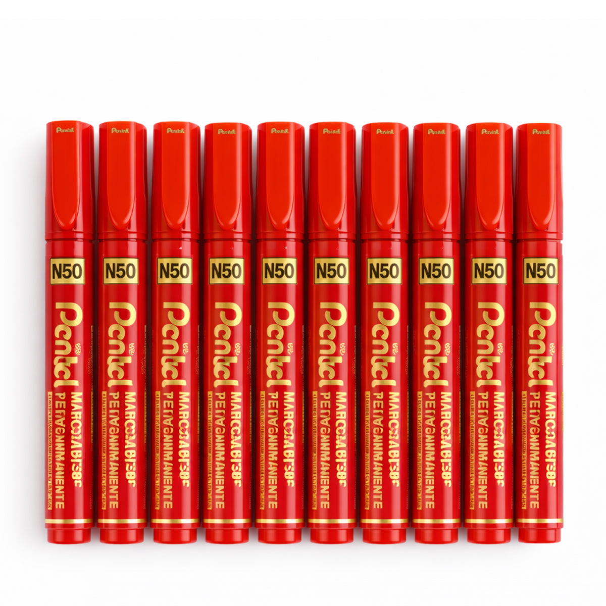 Pentel N450 X-tra Large Permanent Marker Set - Red, 10 Pieces Bullet Tip