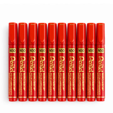 Pentel N450 X-tra Large Permanent Marker Set - Red, 10 Pieces Bullet Tip