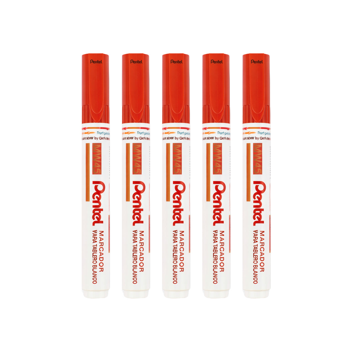 Pentel MW45 Whiteboard Marker Set - Red, 10 Pack Medium Bullet Tip