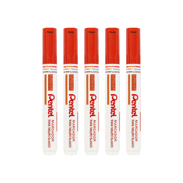 Pentel MW45 Whiteboard Marker Set - Red, 10 Pack Medium Bullet Tip