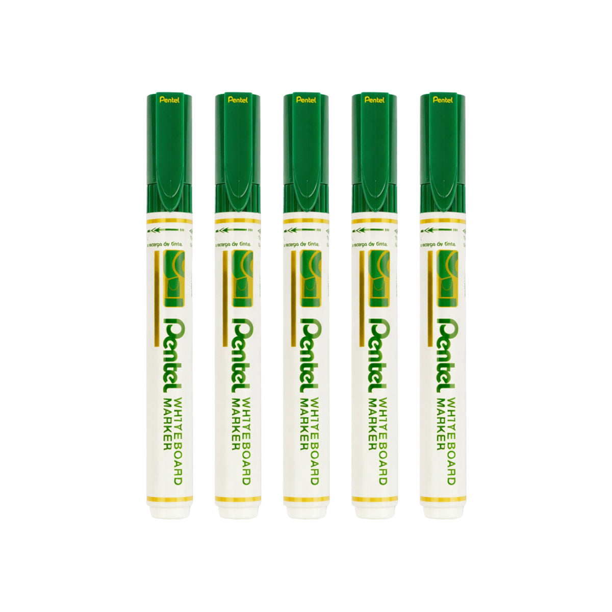 Pentel MW46 Whiteboard Marker Set - Green, 10 Pack Medium Bullet Tip