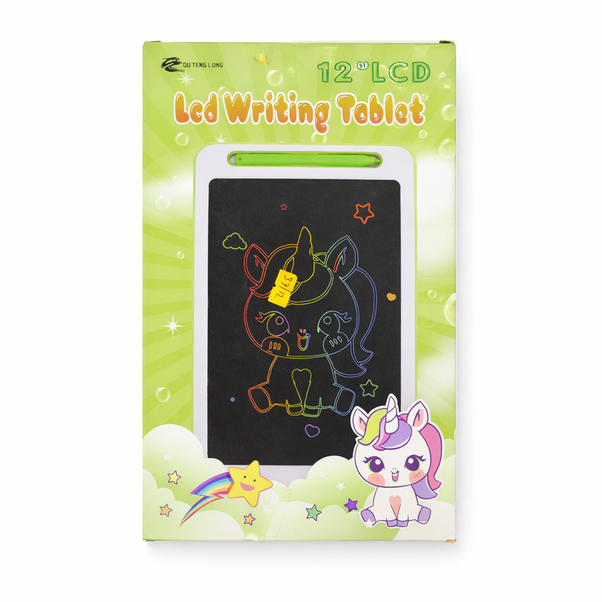 Arav Unicorn 12” LCD Writing Pad - Fun Green Digital Notepad for Kids & Adults