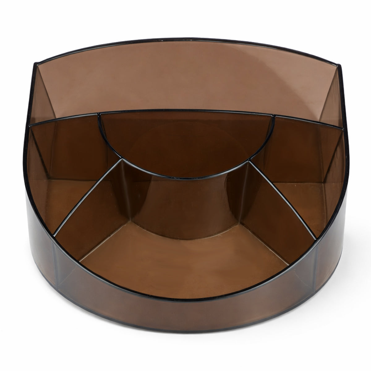Solo Opera Desk Organiser – Transparent Brown Multi‑Compartment Stationery Holder