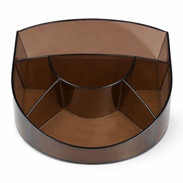 Solo Opera Desk Organiser – Transparent Brown Multi‑Compartment Stationery Holder