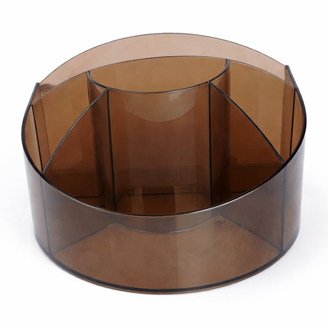 Solo Opera Desk Organiser – Transparent Brown Multi‑Compartment Stationery Holder