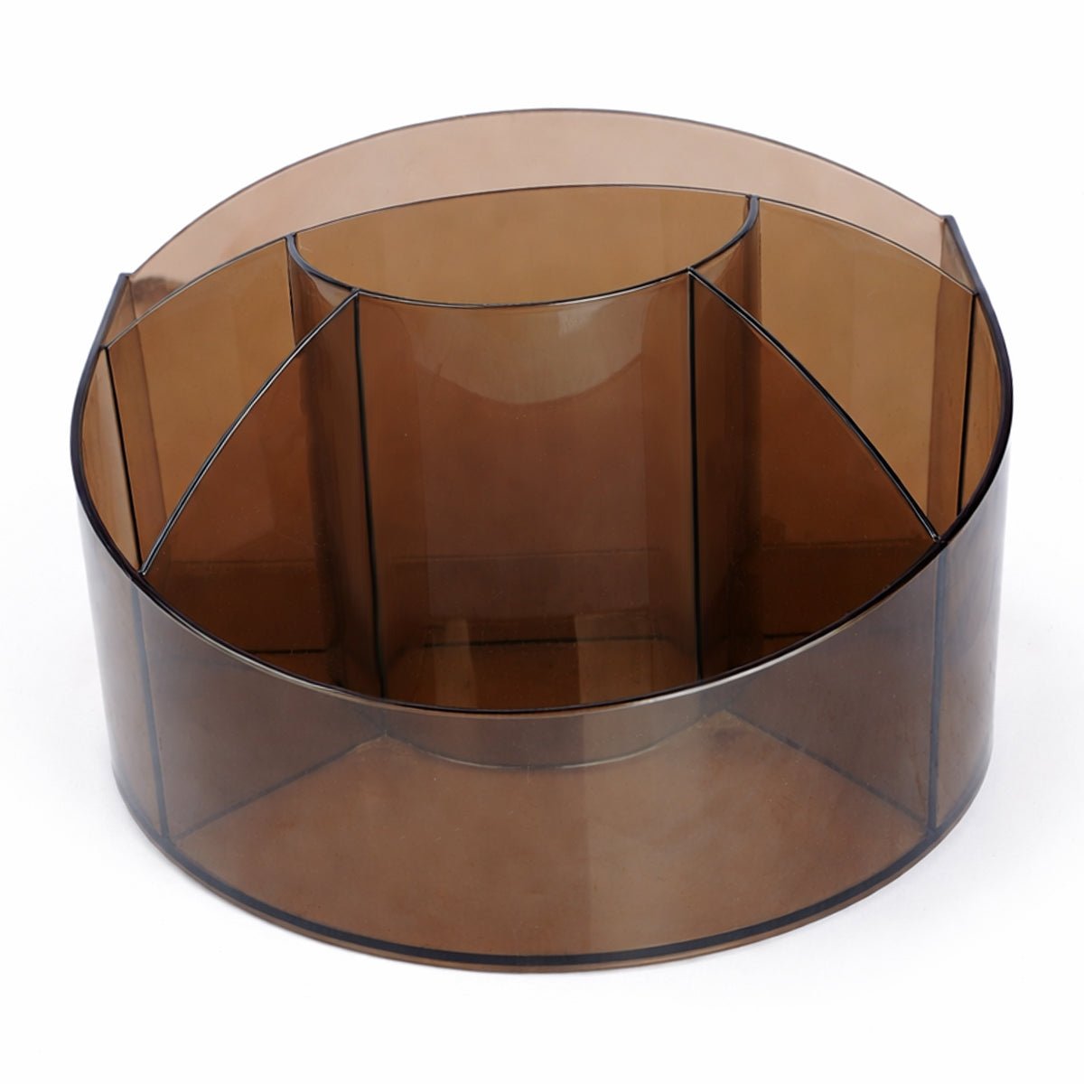 Solo Opera Desk Organiser – Transparent Brown Multi‑Compartment Stationery Holder