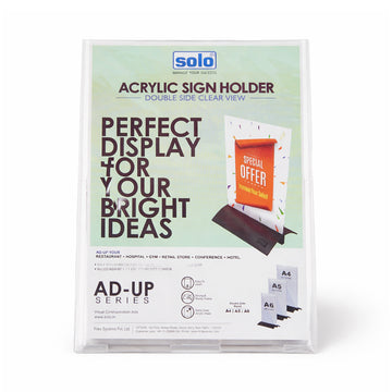 Solo Acrylic Sign Holder A5 – Transparent T‑Shaped Display Stand