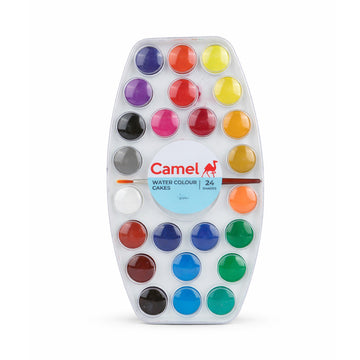 Camel 24 Shades Water Colour Cake Set with Synthetic Hair Brush