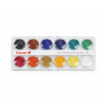 Camel 12 Shades Water Colour Cakes with Brush – Student Watercolours