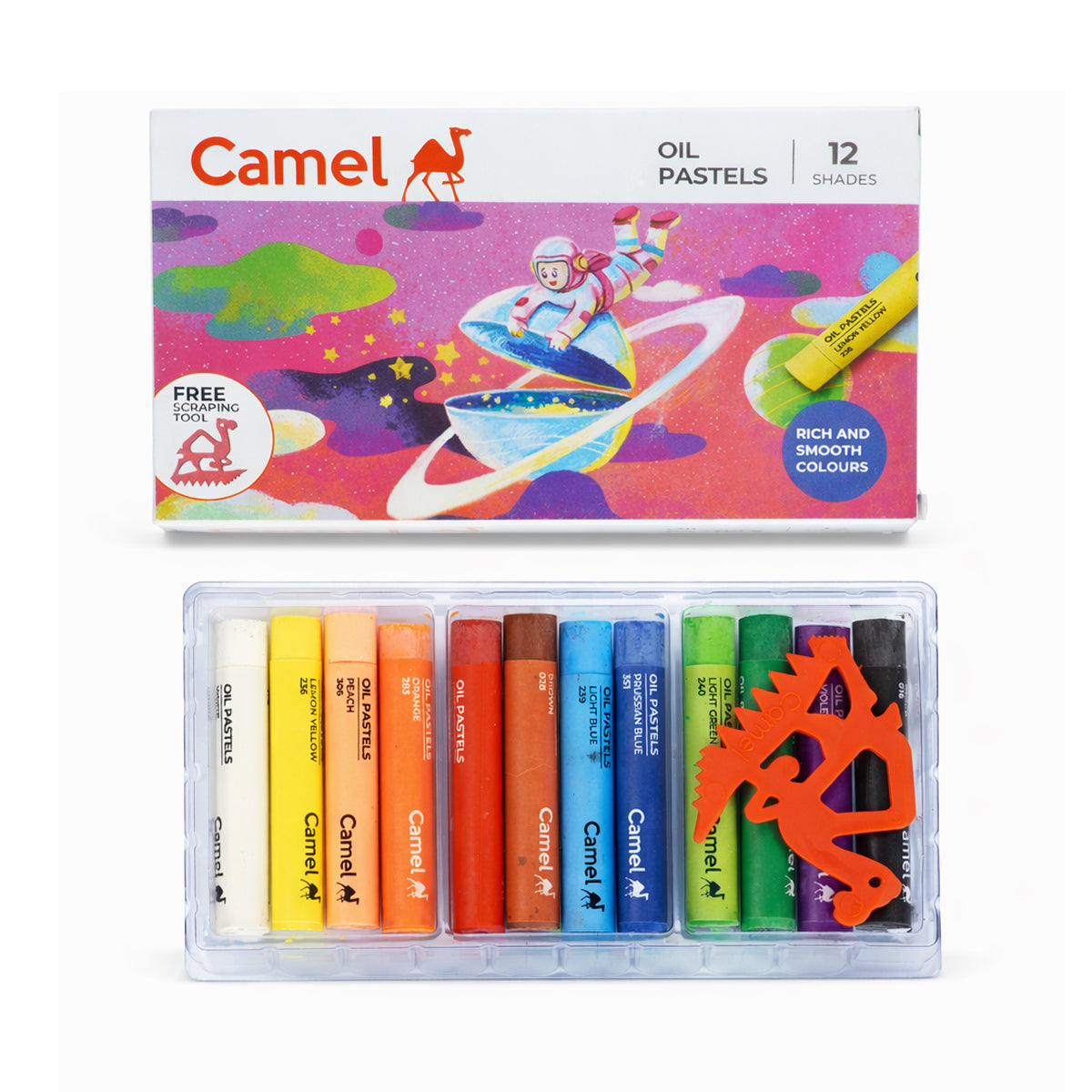 Camel 12 Shades Oil Pastels Pack of 5 – Non‑Toxic Student Drawing Set