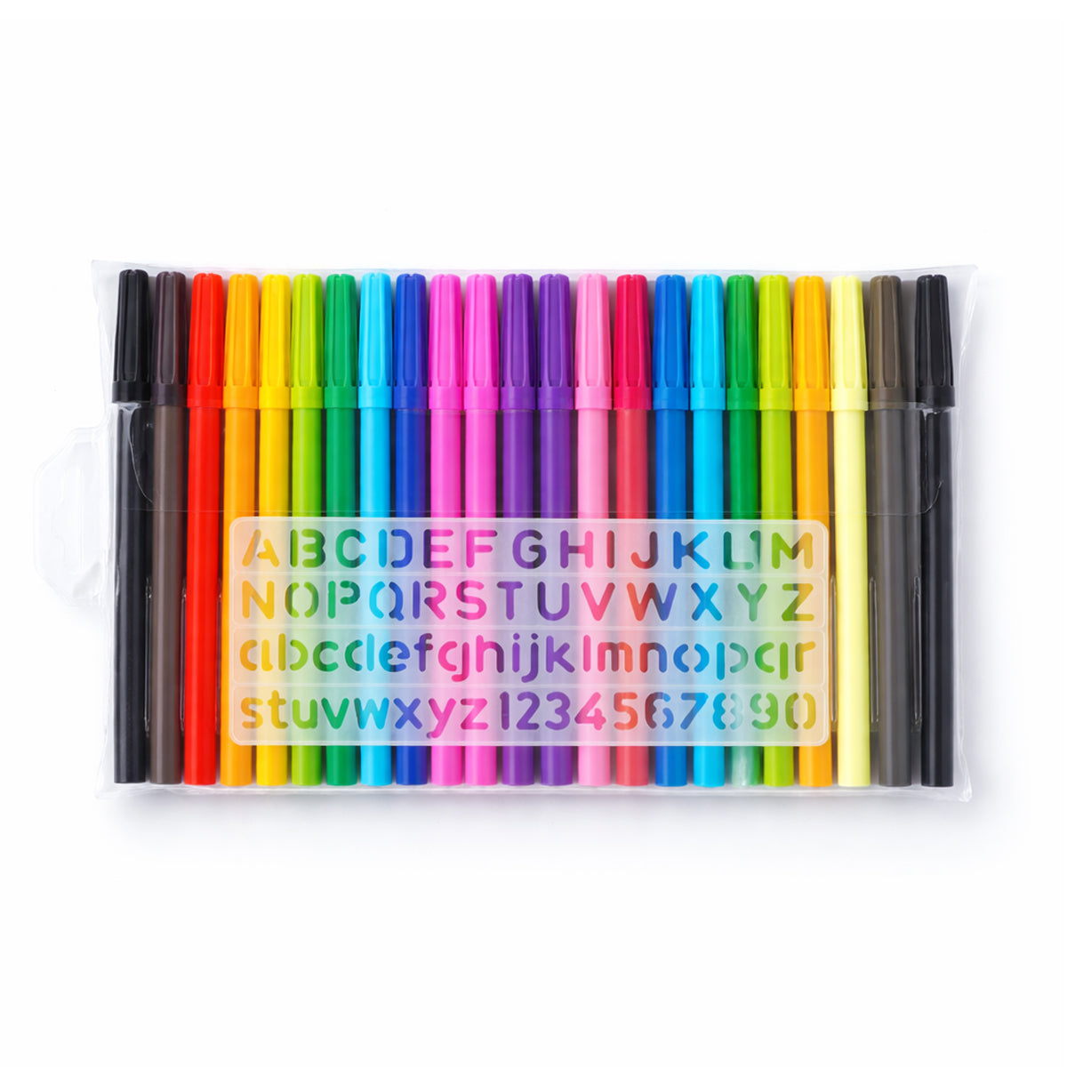 Camel 24 Shades Sketch Pens with Stencil