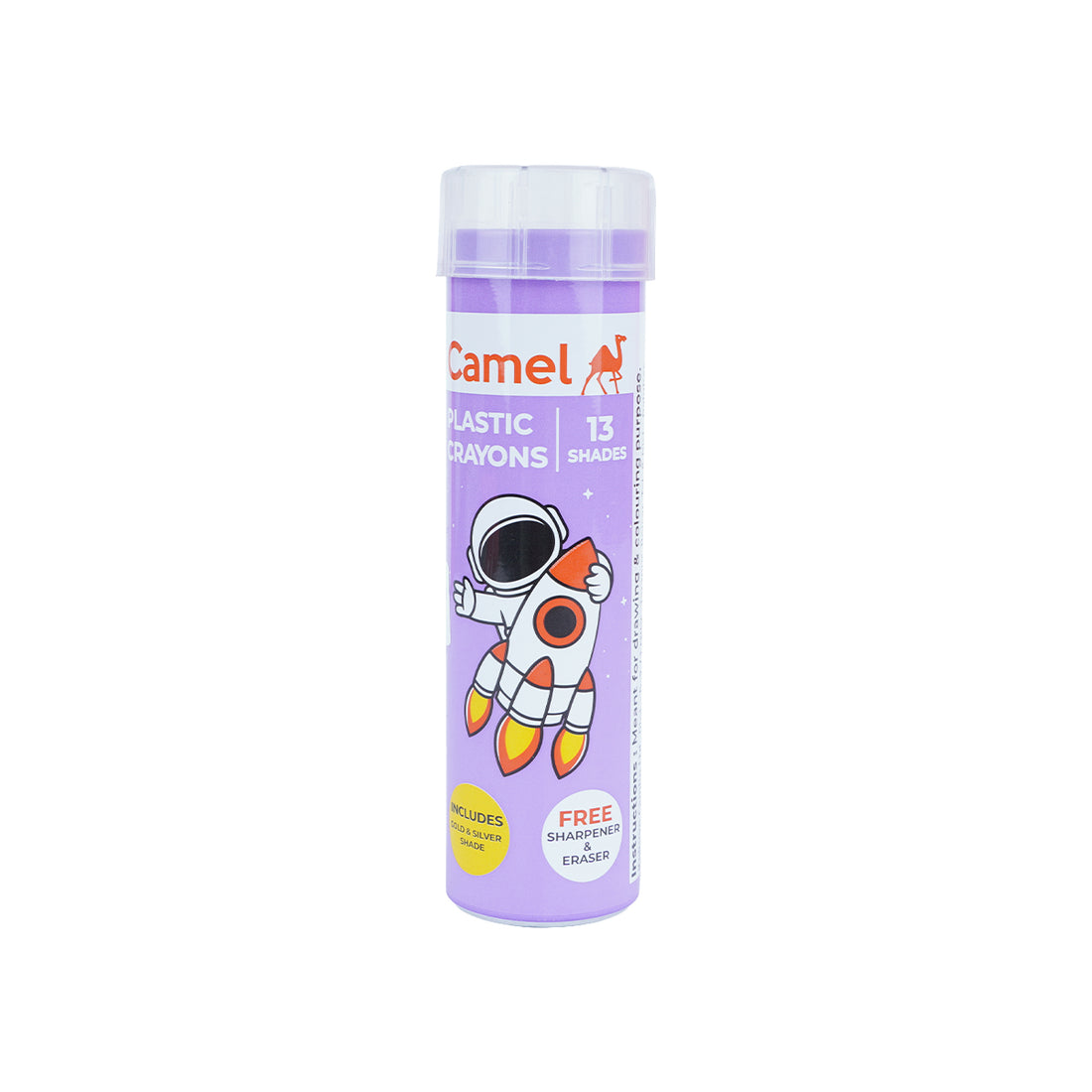 Camel 13 Shades Plastic Crayons with Eraser & Sharpener
