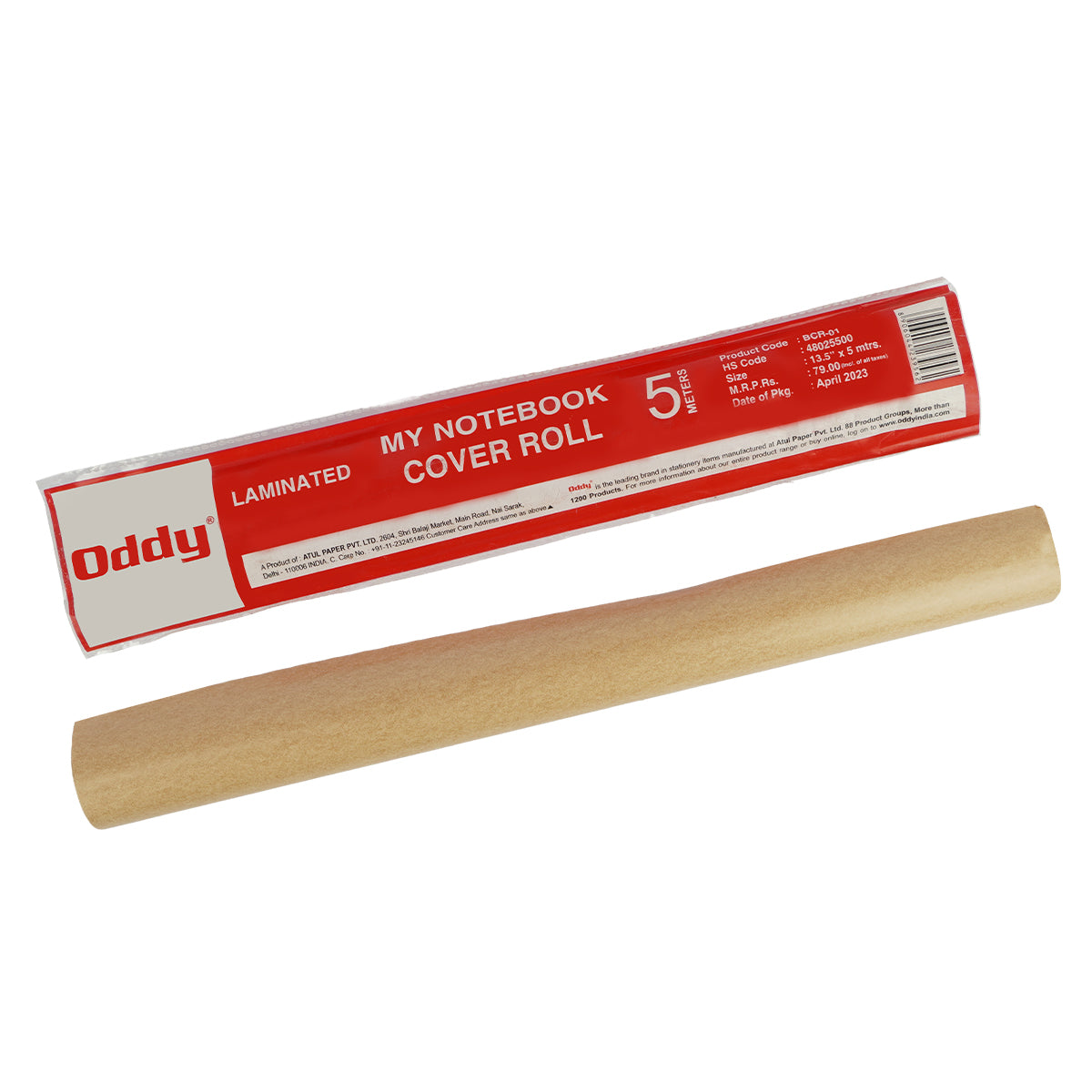 Oddy Laminated Notebook Cover Roll - Tan, 13.5" x 5m for School Registers