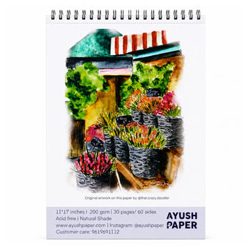 Ayush Paper Flower Shop Design 11×17 Inches Sketchbook – 200 GSM, 30 Pages