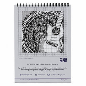 Ayush Paper Mandala Design A4 Wiro Gridbook – 200 GSM, 6 mm Grid