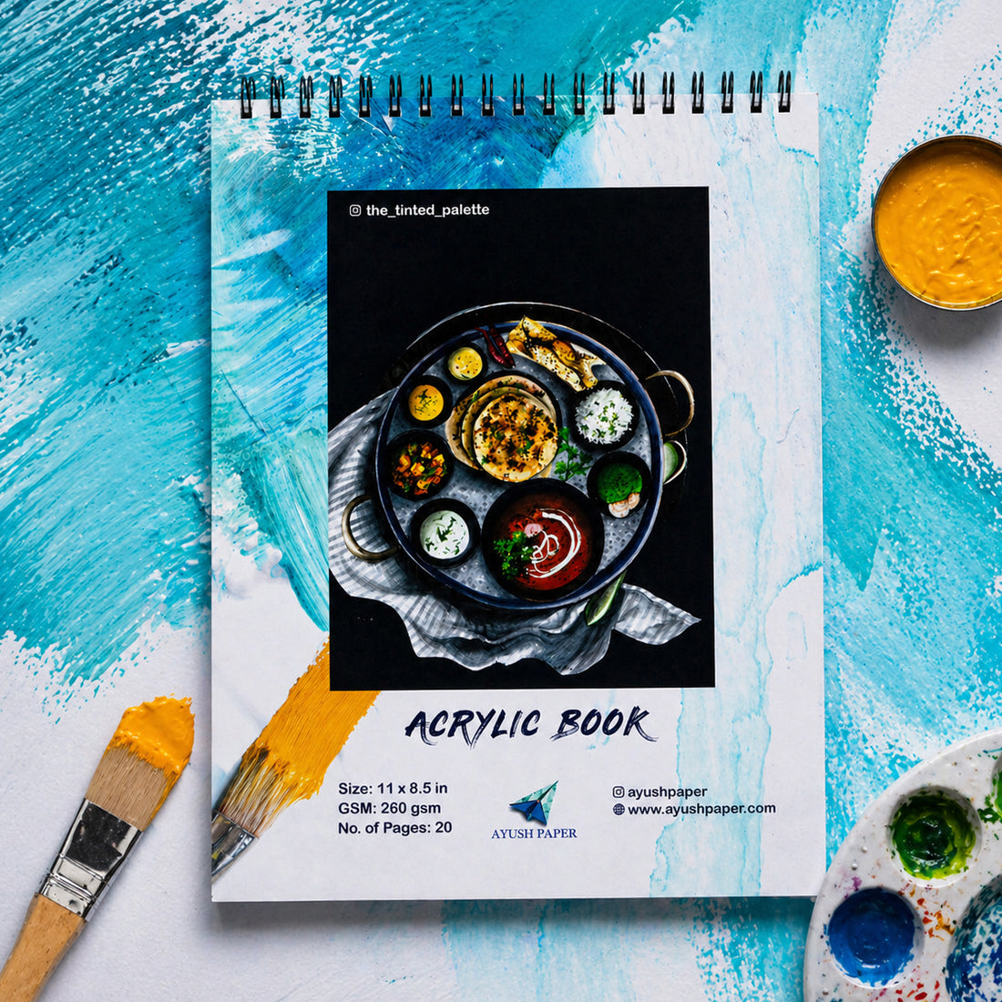 Ayush Paper Indian Thali Design A4 Wiro Acrylic Book – 260 GSM, 20 Pages