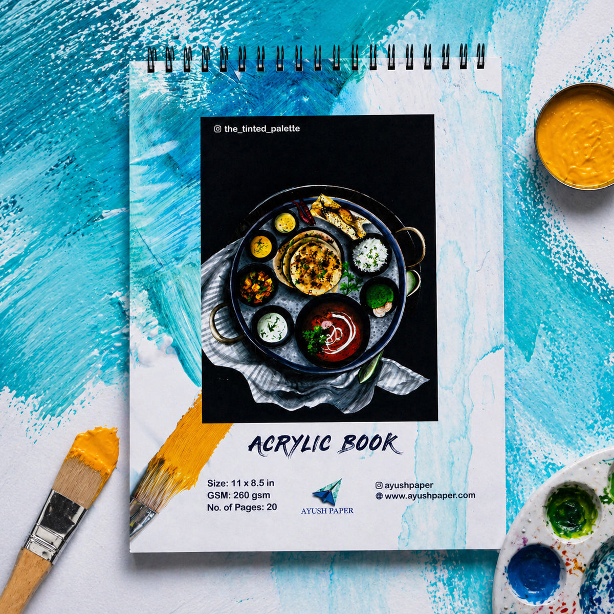Ayush Paper Indian Thali Design A4 Wiro Acrylic Book – 260 GSM, 20 Pages