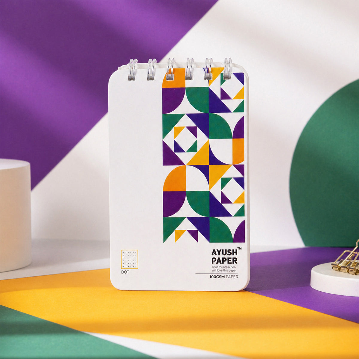 Ayush Paper Dot Pocket Size Wiro Notebook - 100 GSM, Fountain Pen Friendly