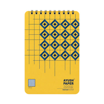 Ayush Paper Diamond Design A5 Grid Wiro Notebook - 100 GSM, 50 Pages