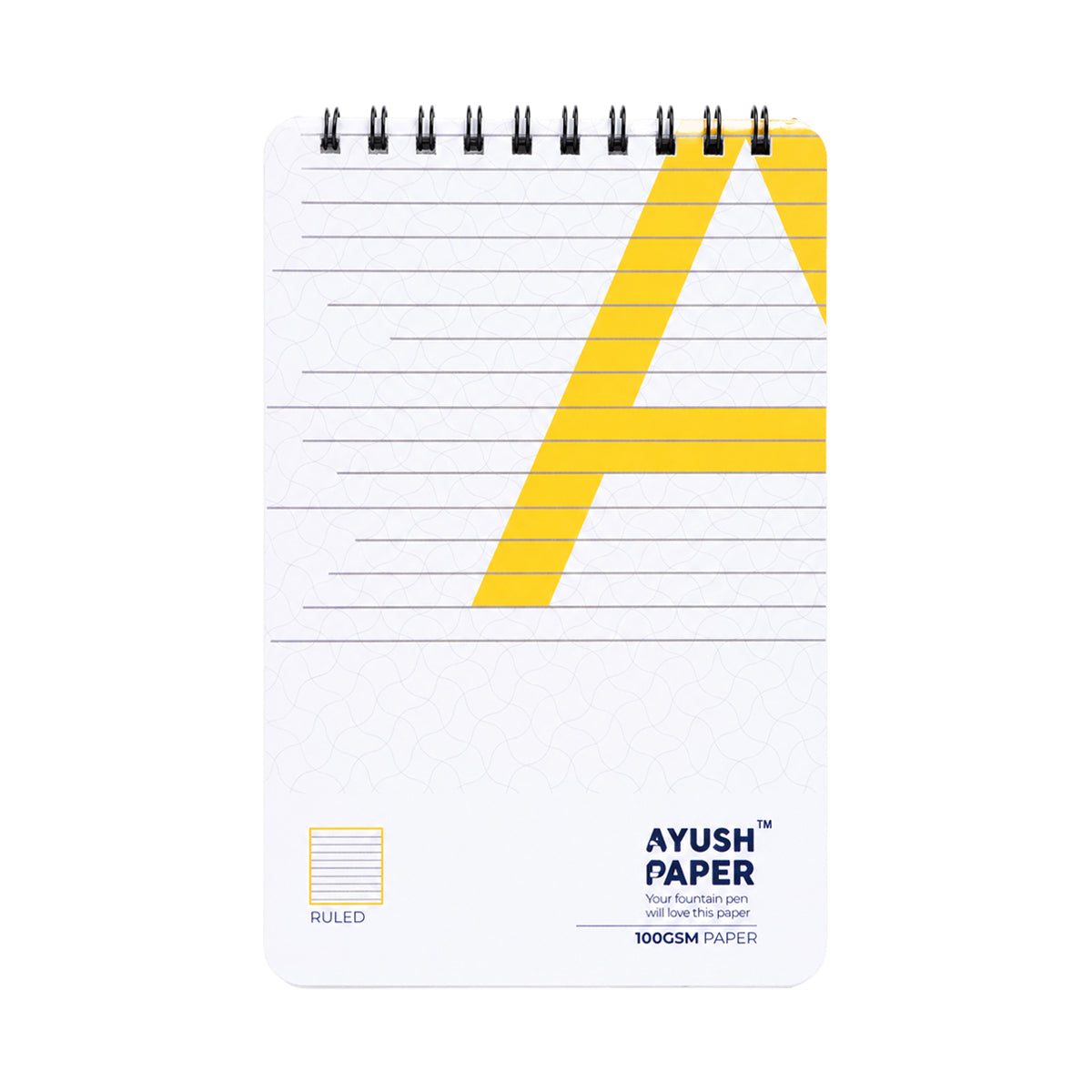 Ayush Paper A5 Ruled Notebook - 100 GSM, 50 Pages, Fountain Pen Friendly
