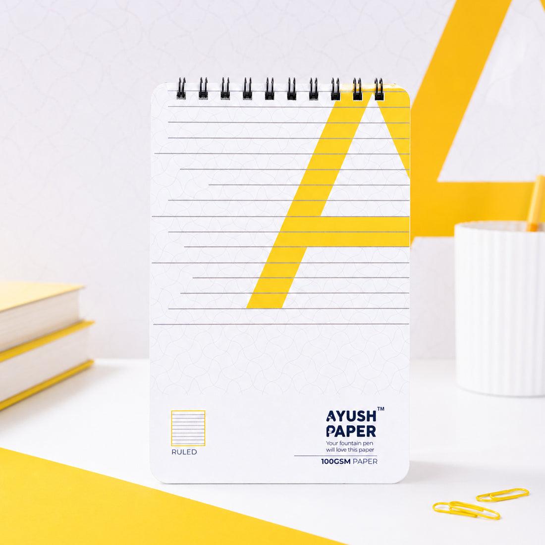 Ayush Paper A5 Ruled Notebook - 100 GSM, 50 Pages, Fountain Pen Friendly