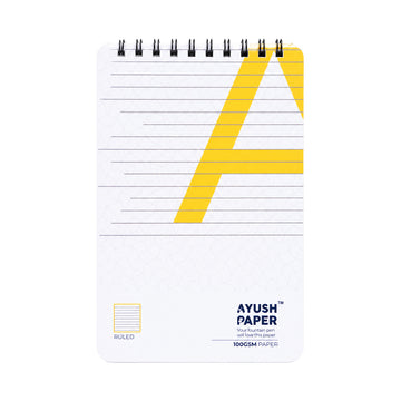 Ayush Paper A5 Ruled Wiro Notebook - 100 GSM, 50 Pages, Fountain Pen Friendly