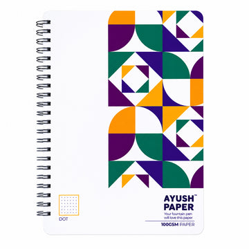 Ayush Paper Dot A4 Wiro Notebook – 100 GSM, 100 Pages, Fountain Pen Friendly