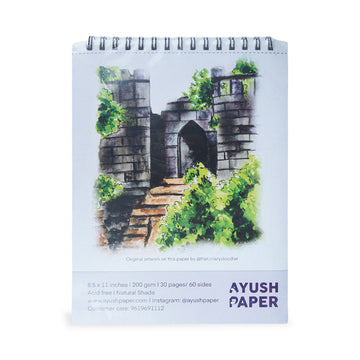 Ayush Paper Fort Entrance Design A4 Wiro SketchBook - 270 GSM Cotton