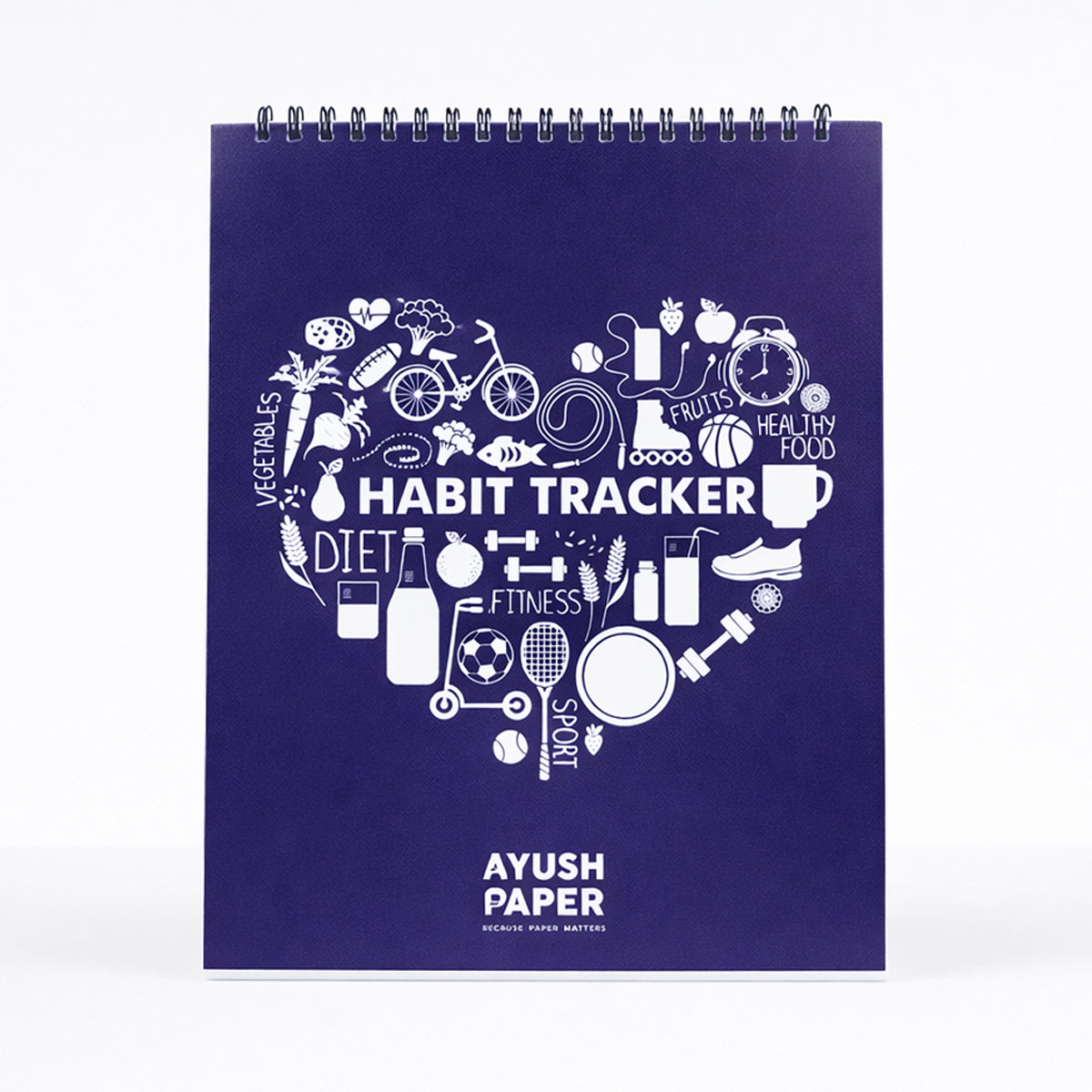 Ayush Paper Wiro-Bound Habit Tracker 12 Pages - Purple