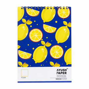 Ayush Paper Lemon Design A4 Blank Wiro Notebook - 100 GSM, 50 Pages