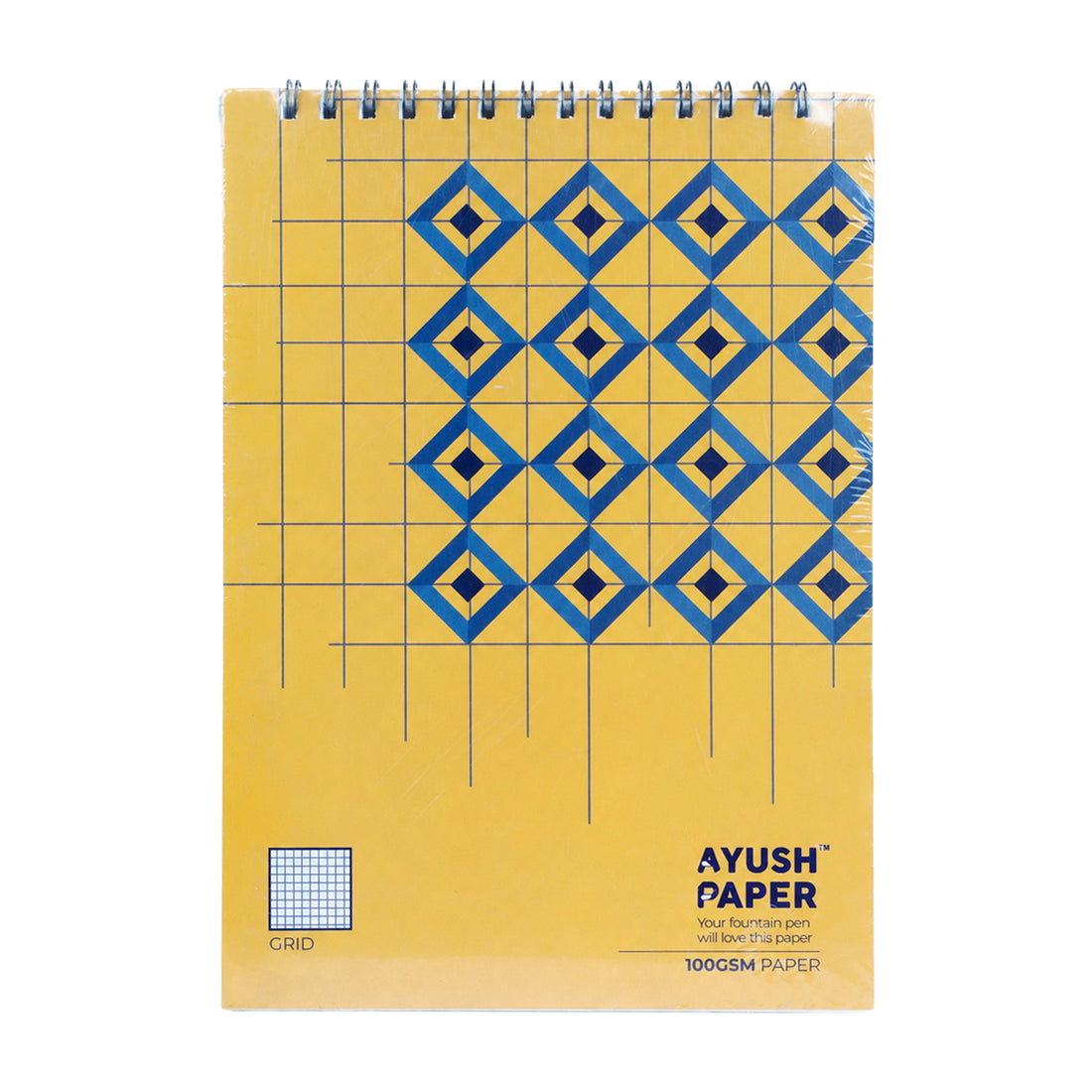 Ayush Paper Diamond Design A4 Grid Wiro Notebook | 100 GSM | 50 Pages