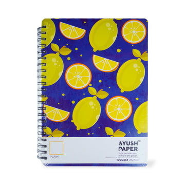 Ayush Paper A4 Blank Wiro Notebook – Lemon Design | 100 GSM | 100 Pages