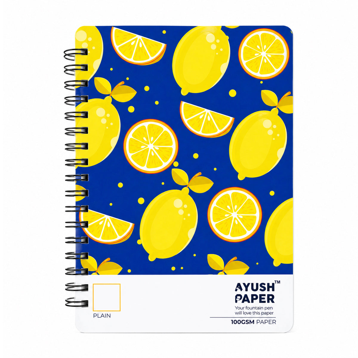 Ayush Paper B5 Lemon Design Unruled Notebook | 100 GSM | 100 Pages