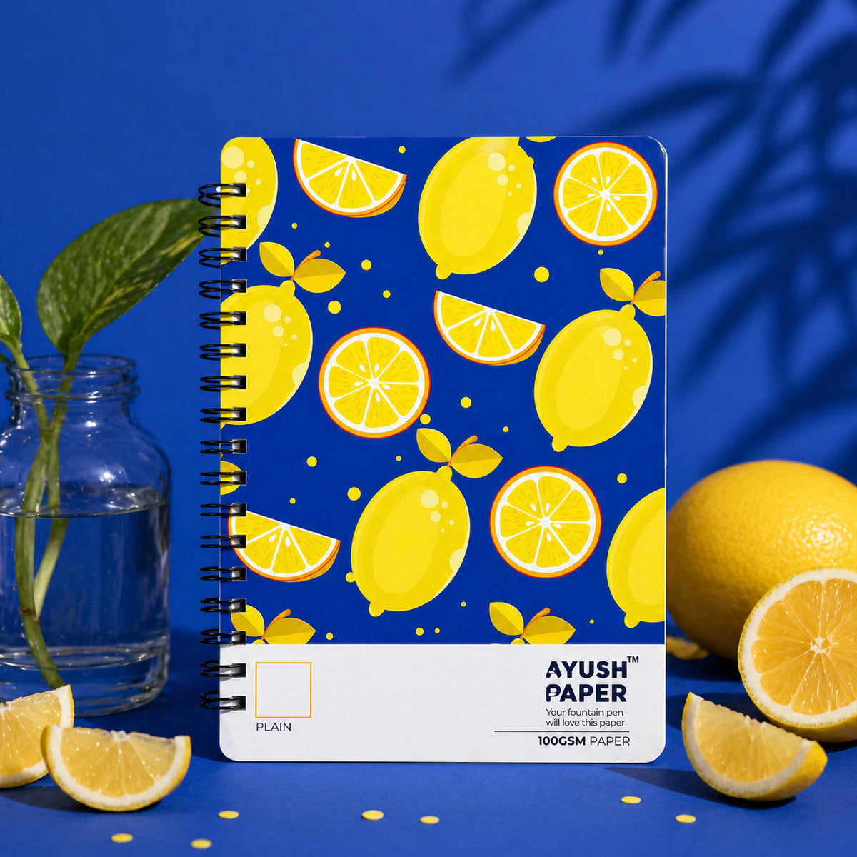 Ayush Paper B5 Lemon Design Unruled Notebook | 100 GSM | 100 Pages