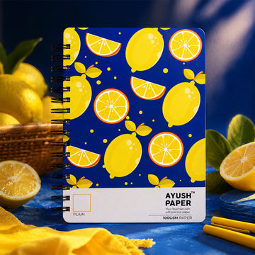 Ayush Paper B5 Blank Wiro Notebook – Lemon Design | 100 GSM | 100 Pages