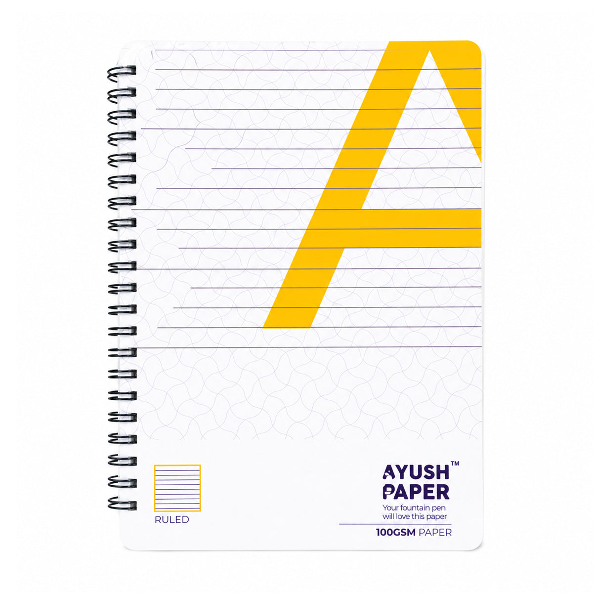 Ayush Paper Ruled A4 Wiro Notebook – 100 GSM, Fountain Pen Friendly