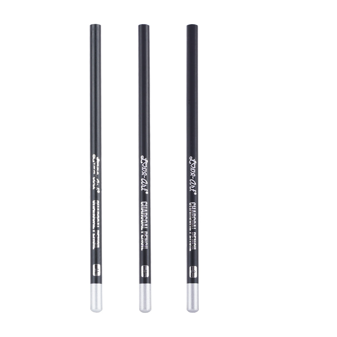 Love Art Charcoal Pencils — Set of 3 (Soft, Medium, Hard)